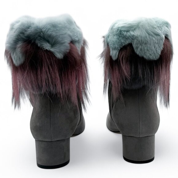 Brand New Manolo Blahnik Insofur 40 Suede and Fur Ankle Boots - Picture 7 of 12